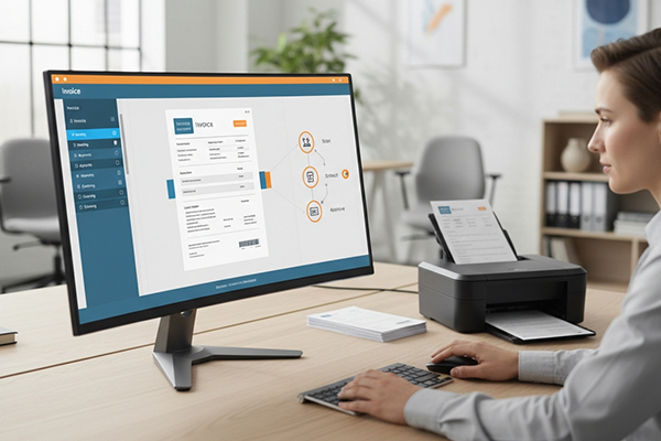Person erhält eine digitale Rechnung
