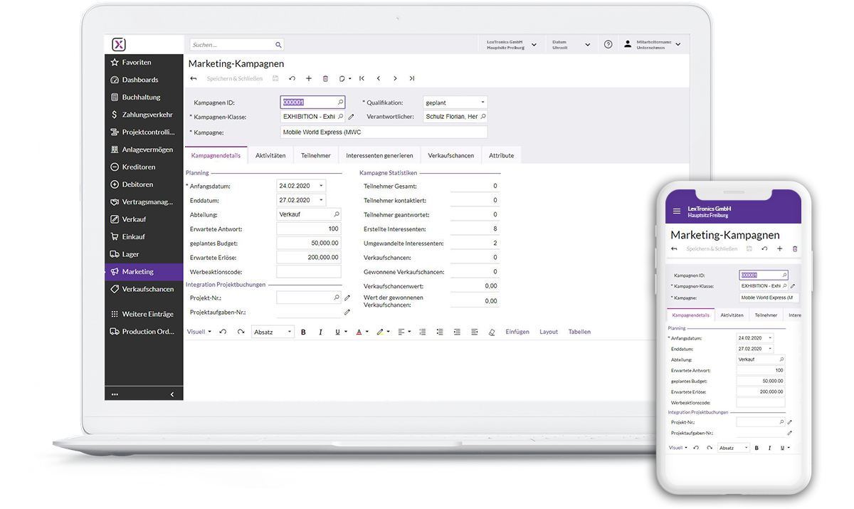 Screenshot Software Haufe X360 Bereich CRM