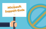 Schild mit Microsoft Support-Ende Aufschrift 