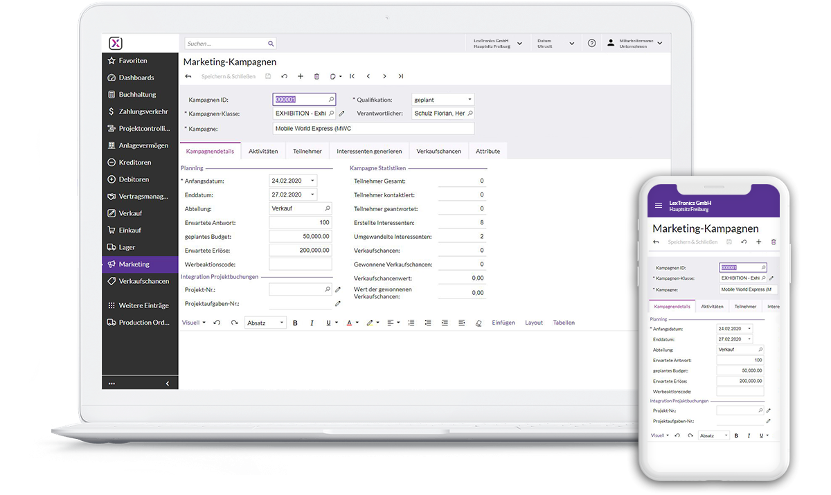 Screenshot Software Haufe X360 Bereich CRM